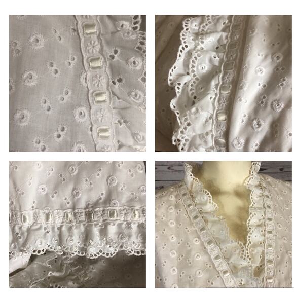 Vintage 1960s Chiha by Jaconelli Eyelet Cotton Robe for Bergdorf Goodman medium - Picture 13 of 13